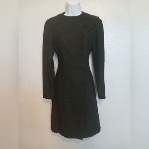 Wool Herringbone Trench Coat Tailored Long Dress Coat Jackie O Size 4